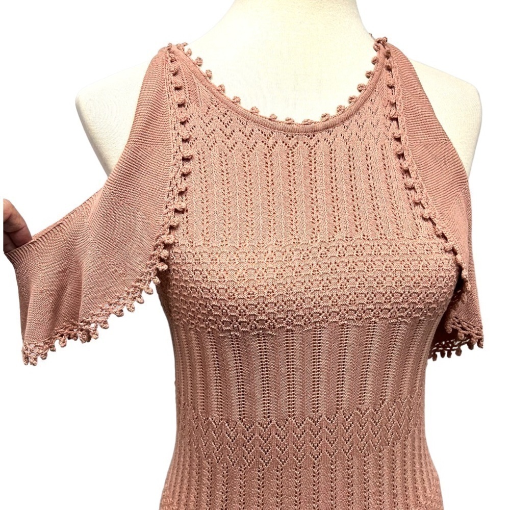 Jonathan Simkhai For Intermix Blush Crochet Handkerchief Hem Blush Dress - Picture 7 of 16